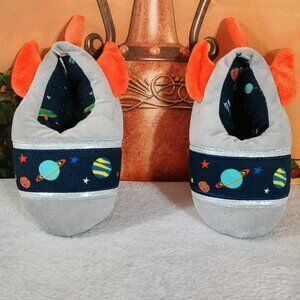 Kids Wonder Nation Toddler Sz 9/10 Blue & Orange Space Rocket Planet Slippers
